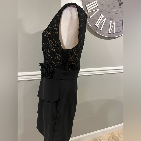 Women's Black Lace over nude color dress Macy's Brand Connected…NWOT - Picture 4 of 12